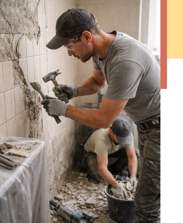 Демонтаж плитки со стен в Камне-на-Оби от 863 руб. — быстро и недорого | ОТДЕЛОЧНИК-Кно