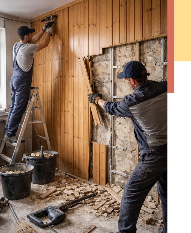 Демонтаж вагонки со стен в Камне-на-Оби от 1472 руб. — снятие, удаление, срочно | ОТДЕЛОЧНИК-Кно