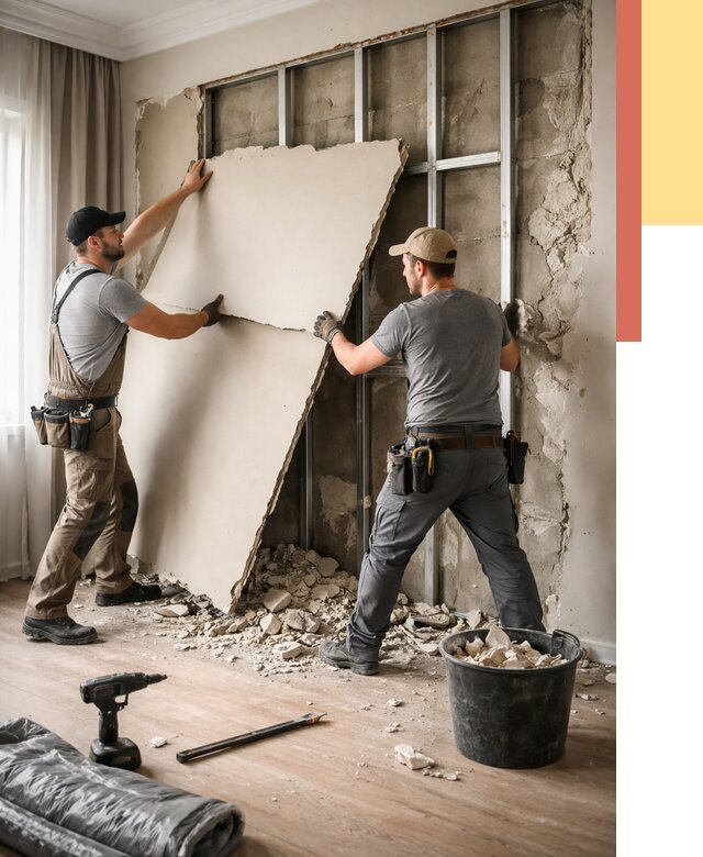 Демонтаж гипсокартона со стен в Камне-на-Оби от 355 руб. — услуги демонтажа | ОТДЕЛОЧНИК-Кно