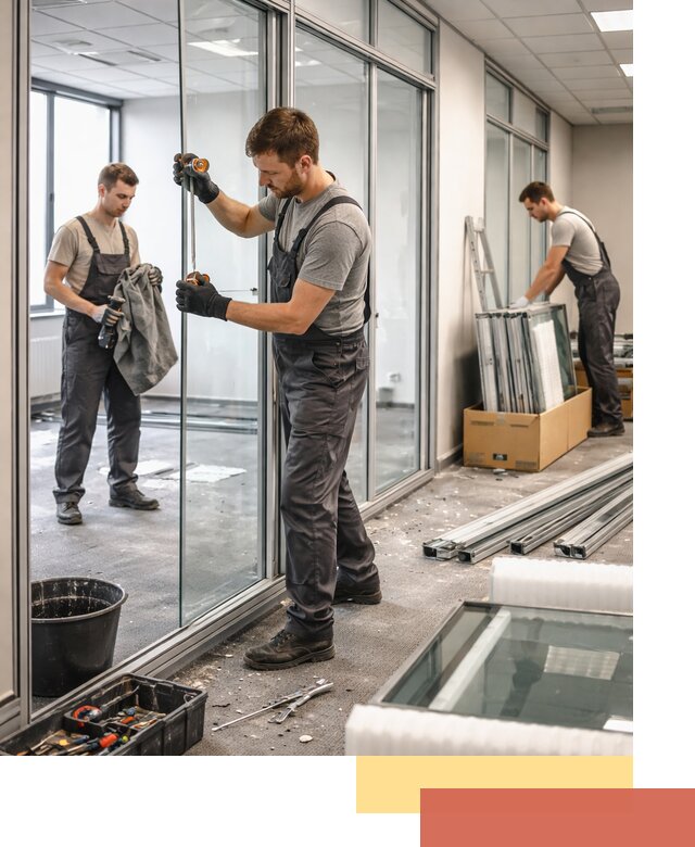 Демонтаж стеклянных перегородок в Камне-на-Оби быстро и безопасно