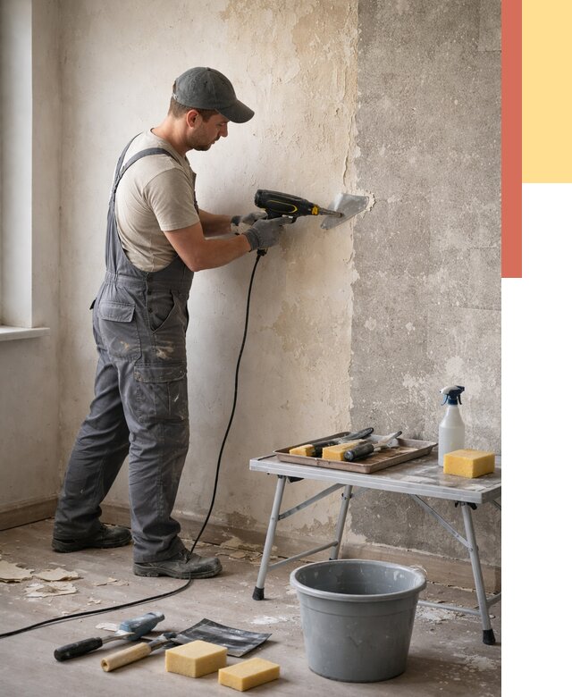 Очистка стен от клея в Камне-на-Оби от 1878 руб. — снятие и удаление клея со стен | ОТДЕЛОЧНИК-Кно