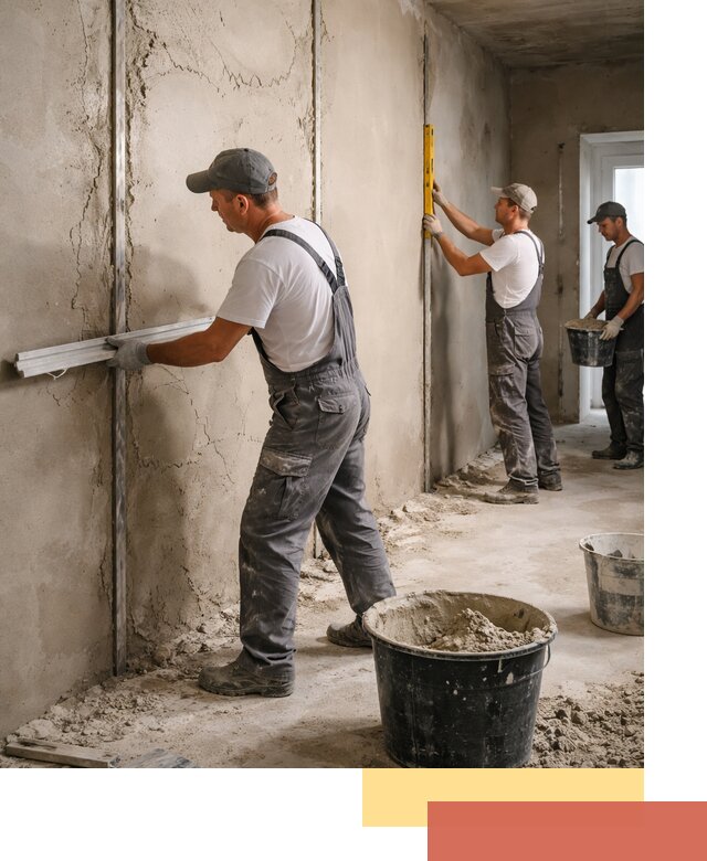 Штукатурка стен по маякам в Камне-на-Оби — точная и ровная поверхность