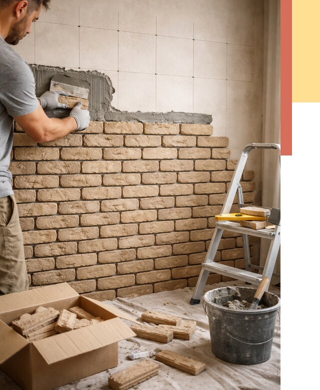 Монтаж декоративного кирпича в Камне-на-Оби от 3248 руб./м² — быстро и недорого | ОТДЕЛОЧНИК-Кно