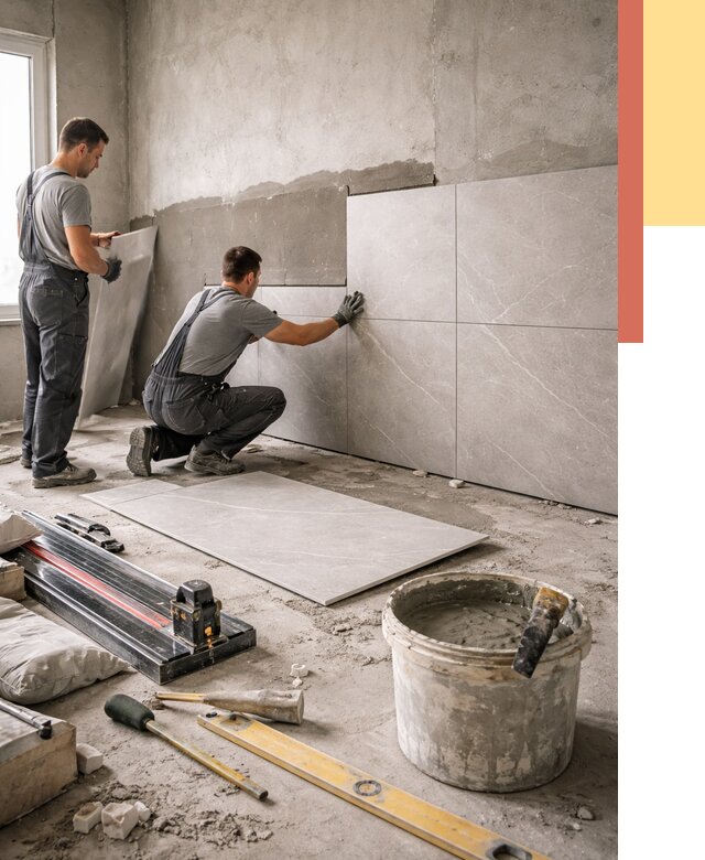 Облицовка стен керамогранитом в Камне-на-Оби от 4263 руб./м² — услуги под ключ | ОТДЕЛОЧНИК-Кно