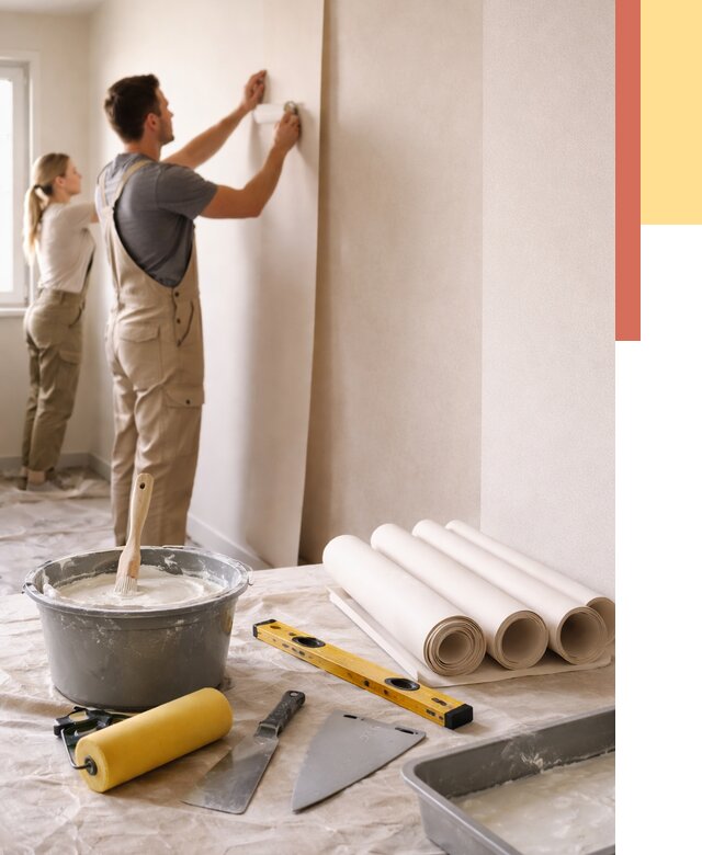 Поклейка бумажных обоев в Камне-на-Оби от 5583 руб./м2 — быстро и недорого | ОТДЕЛОЧНИК-Кно