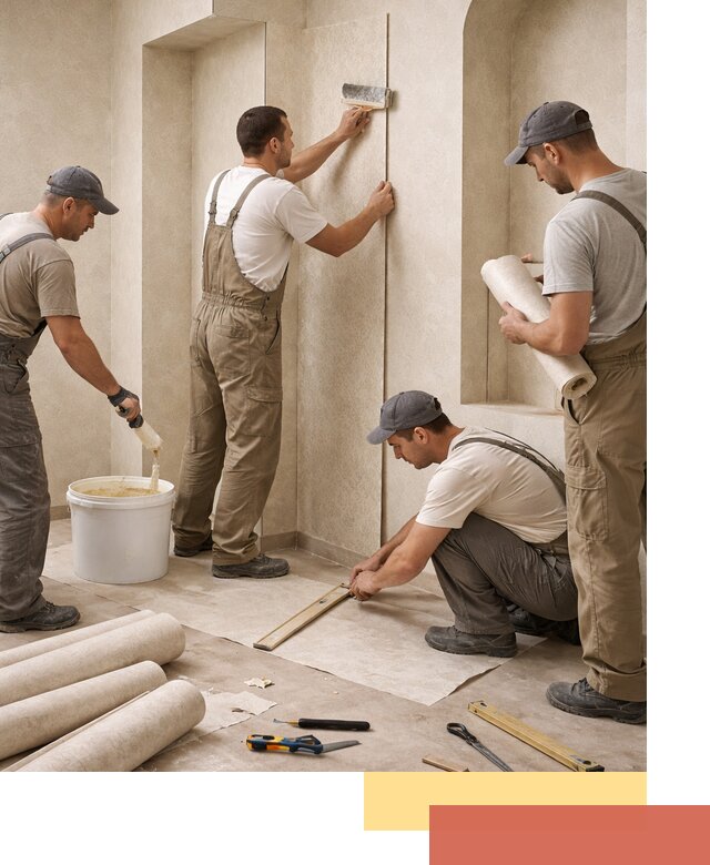 Поклейка обоев на сложные стены и неровные поверхности в Камне-на-Оби