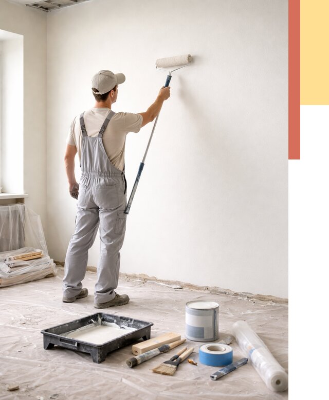 Покраска стен водоэмульсионной краской в Камне-на-Оби от 457 руб. за м² | ОТДЕЛОЧНИК-Кно