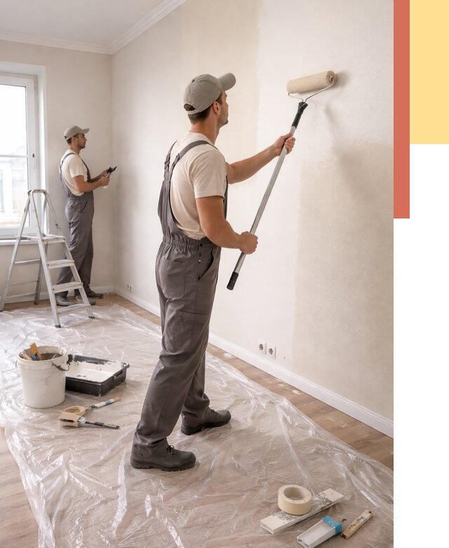 Покраска стен акриловой краской в Камне-на-Оби от 3553 руб./м² — быстро и недорого | ОТДЕЛОЧНИК-Кно