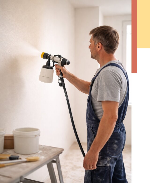 Покраска стен краскопультом в Камне-на-Оби от 7613 руб. — механизированная покраска | ОТДЕЛОЧНИК-Кно