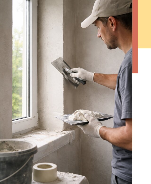 Штукатурка откосов в Камне-на-Оби от 4568 руб/м² — услуги и выравнивание под ключ | ОТДЕЛОЧНИК-Кно