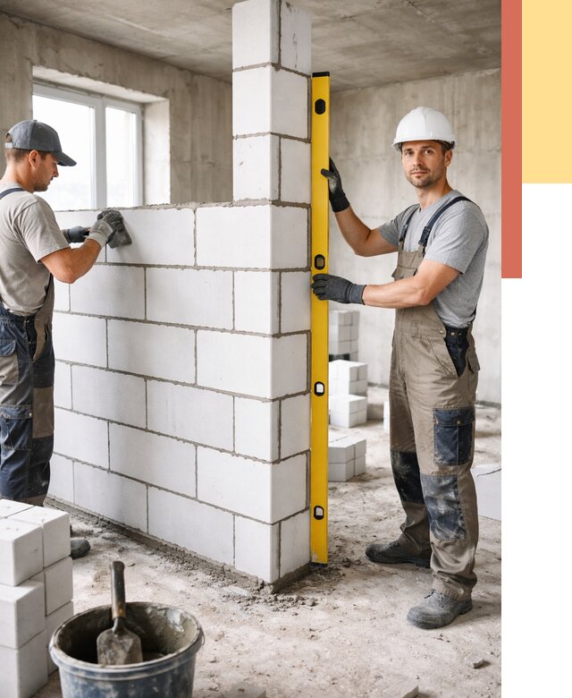 Кладка перегородок из пеноблока в Камне-на-Оби от 1827 руб. под ключ | ОТДЕЛОЧНИК-Кно