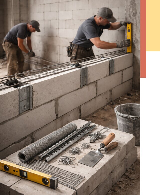 Армирование кладки перегородок в Камне-на-Оби от 761 руб. под ключ | ОТДЕЛОЧНИК-Кно