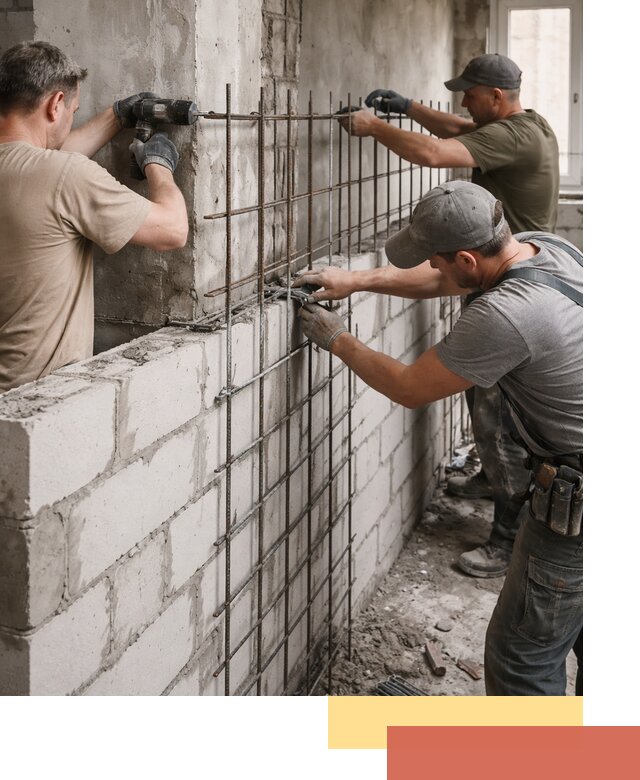 Армирование кладки перегородок в Камне-на-Оби профессионально и надёжно