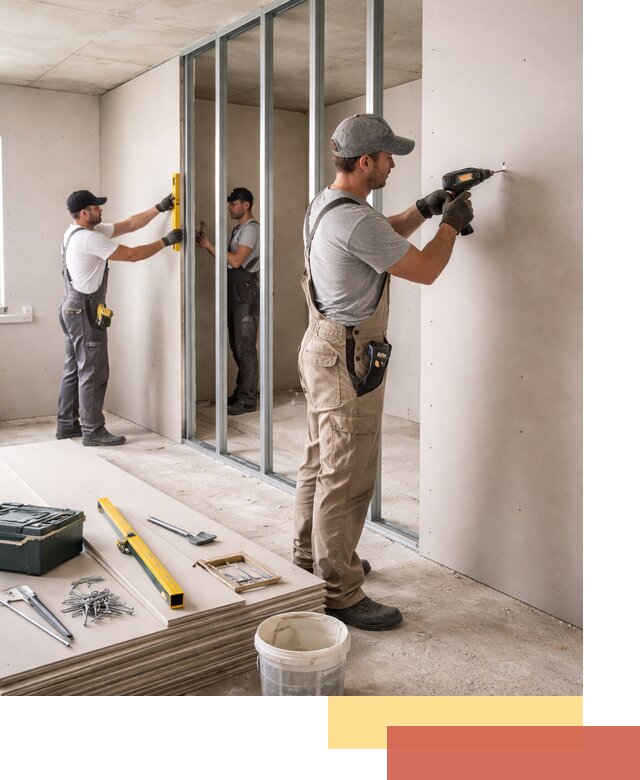 Однослойная перегородка из гипсокартона в Камне-на-Оби под ключ, монтаж и отделка