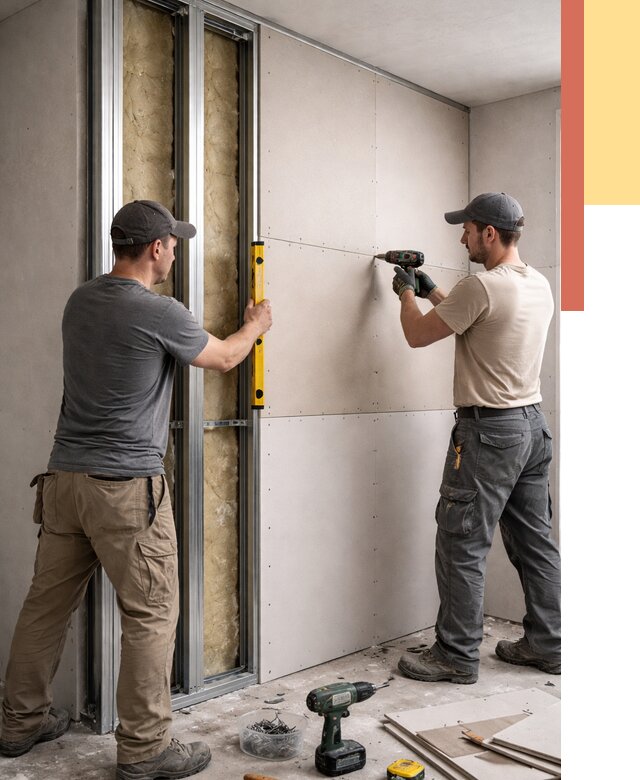 Монтаж двухслойной перегородки из гипсокартона в Камне-на-Оби от 1472 руб. | ОТДЕЛОЧНИК-Кно