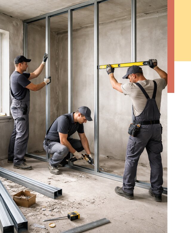 Монтаж каркаса перегородки из профиля в Камне-на-Оби от 761 руб. | ОТДЕЛОЧНИК-Кно