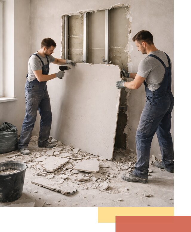 Демонтаж перегородки из гипсокартона в Камне-на-Оби быстрый и аккуратный