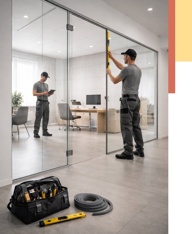 Цельностеклянные перегородки под ключ в Камне-на-Оби от 9643 руб. — монтаж и цены | ОТДЕЛОЧНИК-Кно