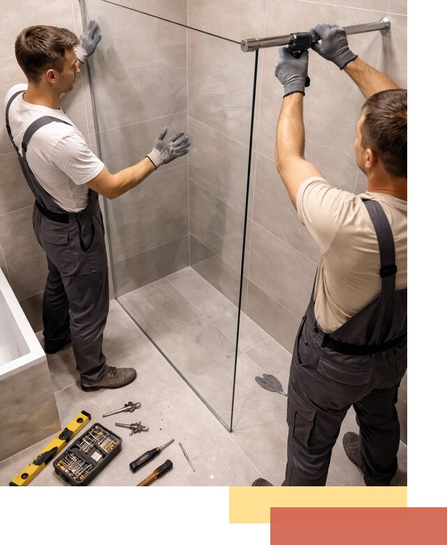 Стеклянные перегородки для душа в Камне-на-Оби — изготовление и монтаж