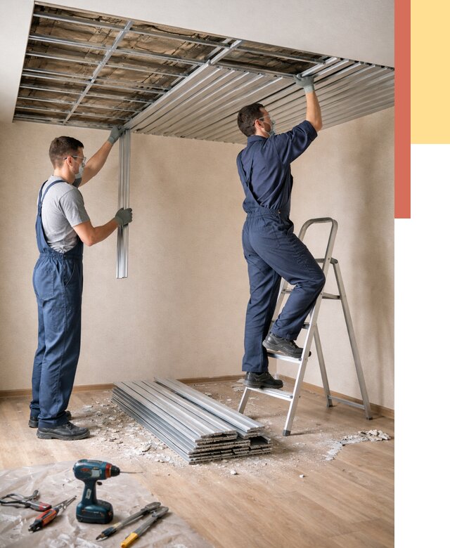 Демонтаж реечного потолка в Камне-на-Оби от 4568 руб. быстро и недорого | ОТДЕЛОЧНИК-Кно