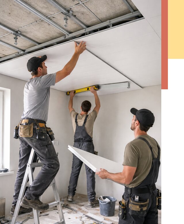 Монтаж потолка из ПВХ панелей в Камне-на-Оби от 3553 руб./м2 — быстро и недорого | ОТДЕЛОЧНИК-Кно