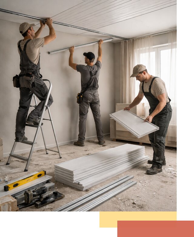 Монтаж потолка из ПВХ панелей в Камне-на-Оби оперативно и качественно