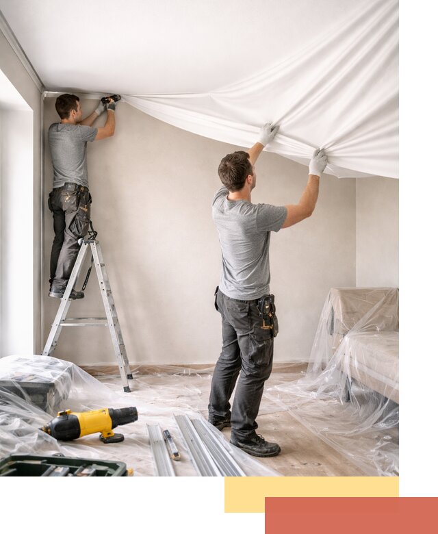 Монтаж тканевого натяжного потолка в Камне-на-Оби недорого и быстро