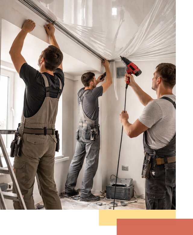 Монтаж глянцевого натяжного потолка в Камне-на-Оби быстро и качественно