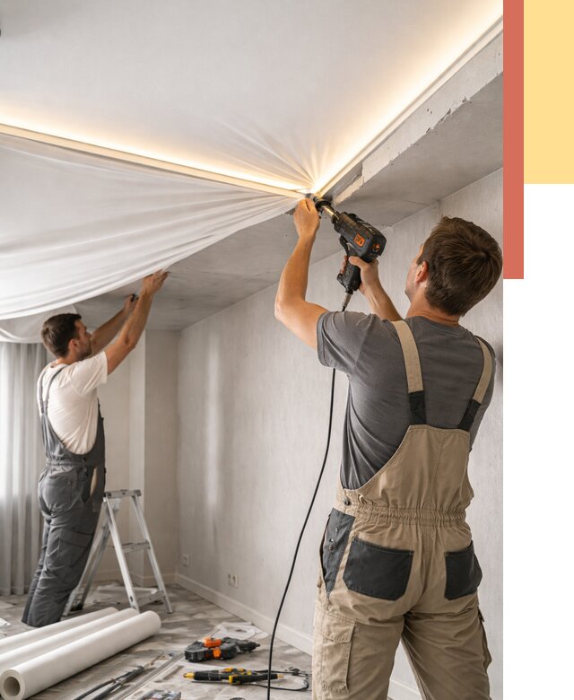 Монтаж натяжного потолка с подсветкой в Камне-на-Оби от 964 руб. | ОТДЕЛОЧНИК-Кно