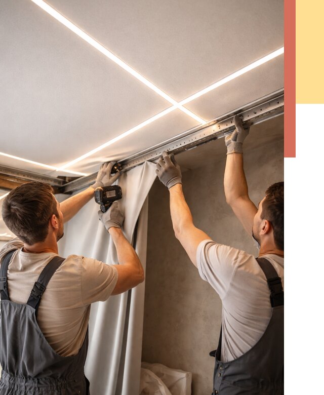 Монтаж натяжного потолка со световыми линиями в Камне-на-Оби от 1218 руб. | ОТДЕЛОЧНИК-Кно