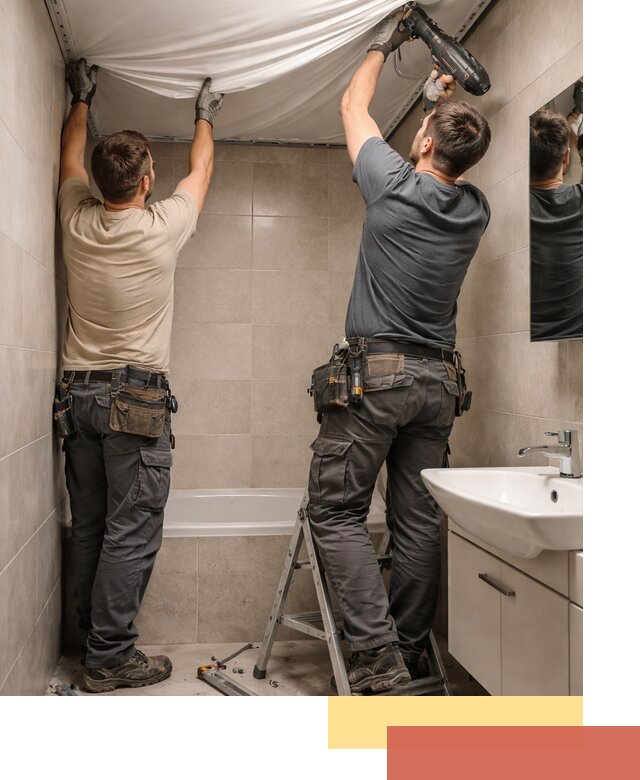 Монтаж натяжного потолка в ванной в Камне-на-Оби быстро и качественно