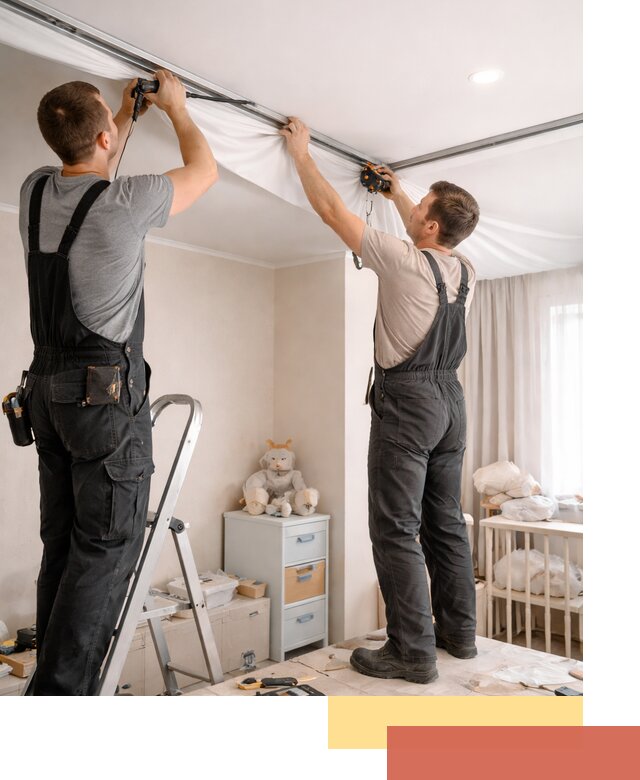 Монтаж натяжного потолка в детской комнате в Камне-на-Оби