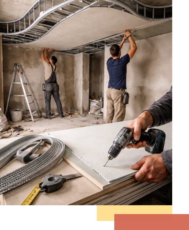 Криволинейный потолок из гипсокартона в Камне-на-Оби — монтаж и отделка