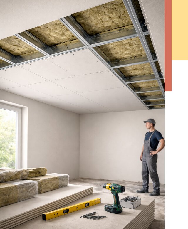 Звукоизоляция потолка ГКЛ в Камне-на-Оби от 964 руб. — монтаж под ключ | ОТДЕЛОЧНИК-Кно