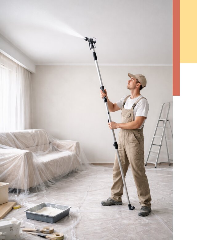 Покраска потолка краскопультом в Камне-на-Оби от 4568 руб. быстро и недорого | ОТДЕЛОЧНИК-Кно