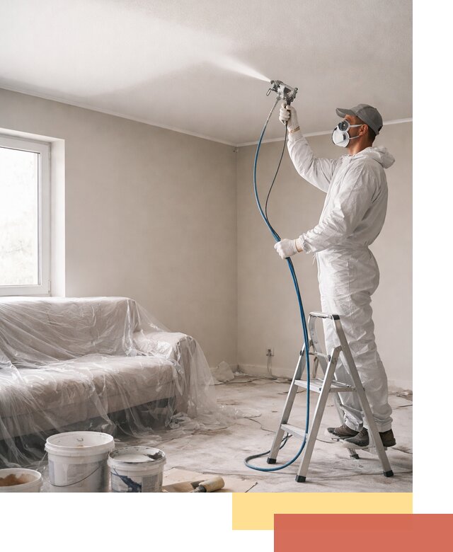 Покраска потолка краскопультом в Камне-на-Оби быстро и качественно